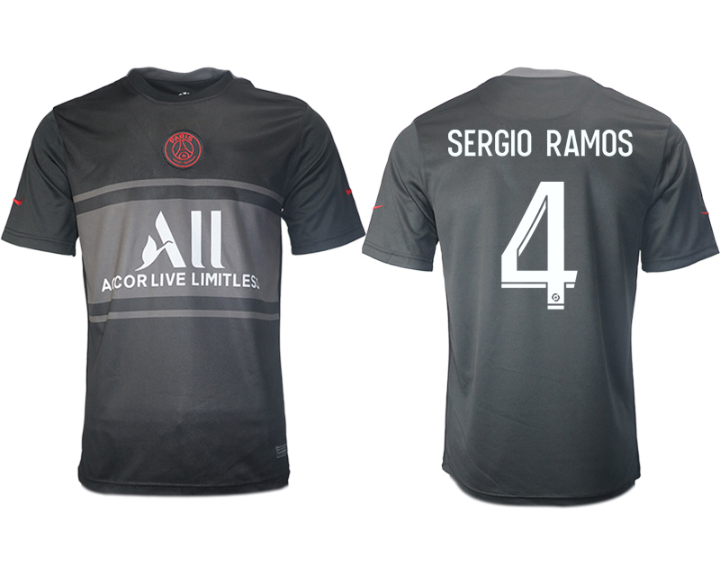 Men 2021-2022 Club Paris St German Second away aaa version black #4 Soccer Jersey->paris st german jersey->Soccer Club Jersey